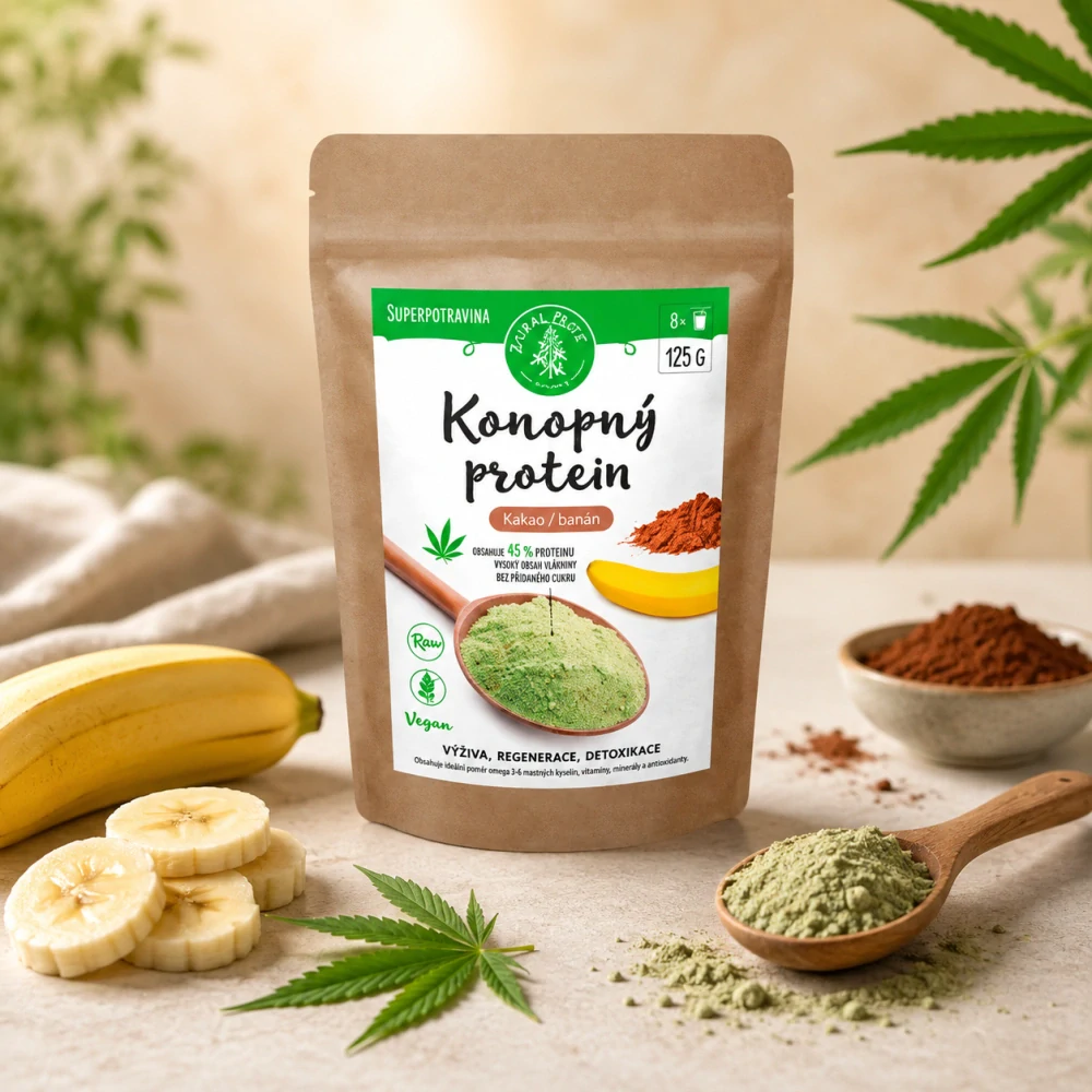 Konopný protein 125 g - kakao s banánem